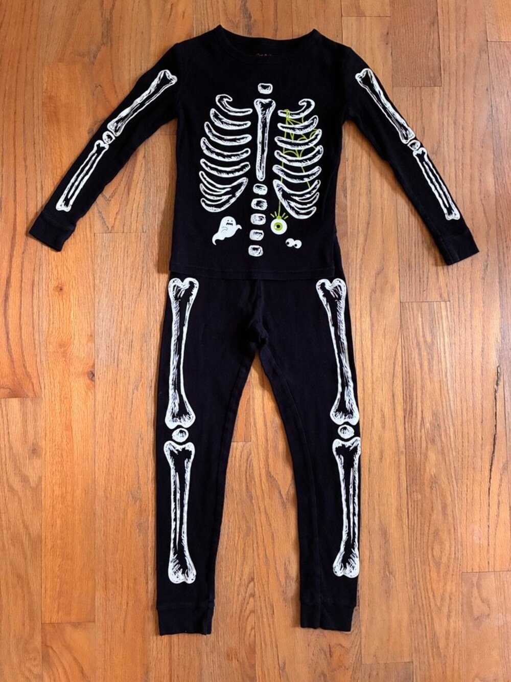 Cat & Jack Kids Skeleton Halloween Pajamas 2 Piece Set Size 6